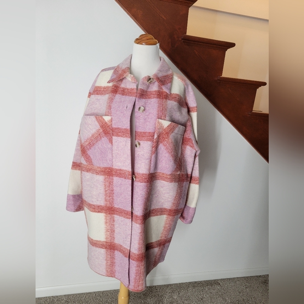Tribal‎ Check Plaid Oversized Shacket Jacket Size M New - Picture 6 of 7
